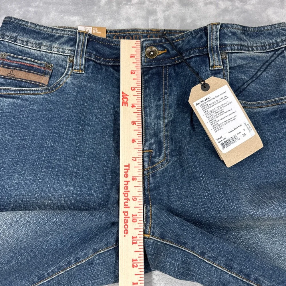 PRANA Axiom Jean Mens 34x32 Antique Stone Wash Organic Stretch Denim NWT